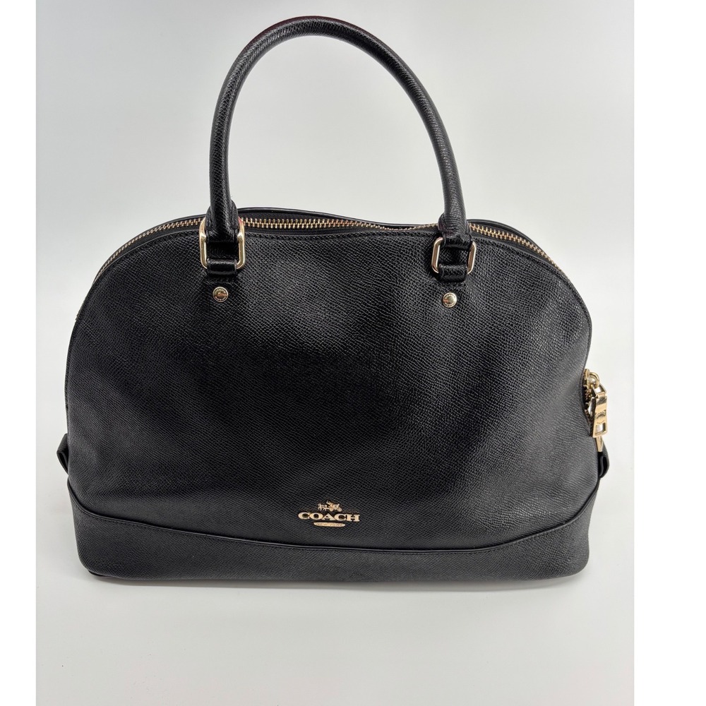 Coach Sierra Satchel Black Crossgrain Leather Dome Bag